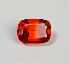 Natural Reddish Orange Grossular Garnet Gemstone: 4.96 Carat Cushion Cut
