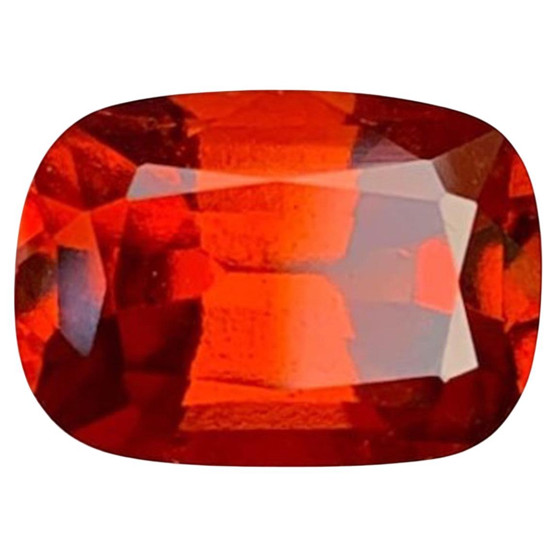 Natural Reddish Orange Grossular Garnet Gemstone: 4.96 Carat Cushion Cut