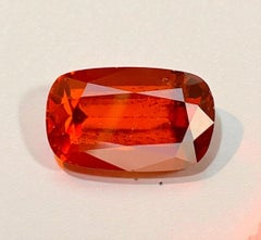 Natural Reddish Orange Grossular Garnet Gemstone: 5.76 Carat Cushion Cut