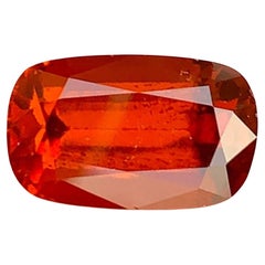 Natural Reddish Orange Grossular Garnet Gemstone: 5.76 Carat Cushion Cut