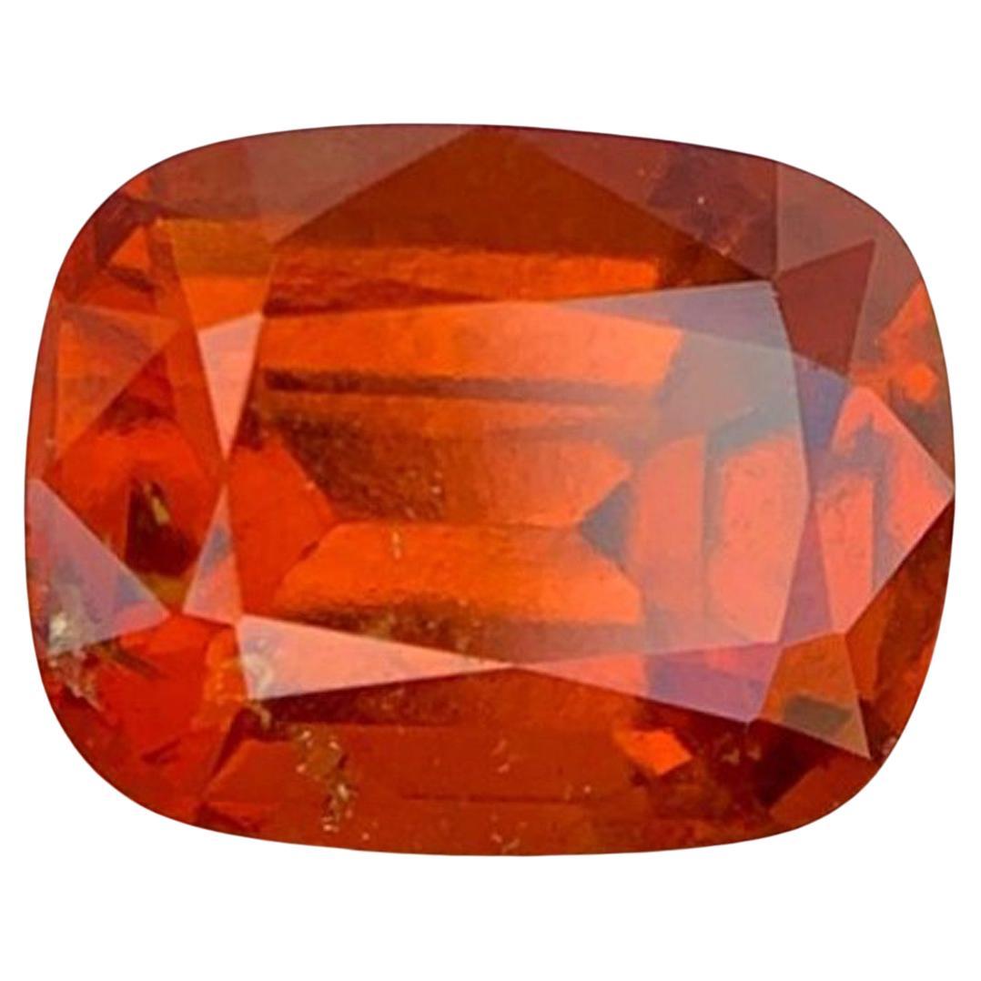 Natural Reddish Orange Grossular Garnet Gemstone: 5.80 Carat Cushion Cut