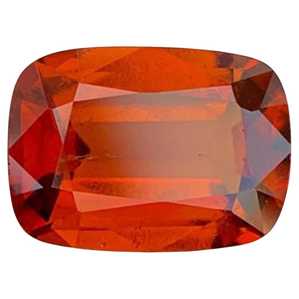 Natural Reddish Orange Grossular Garnet Gemstone: 6.26 Carat Cushion Cut For Sale