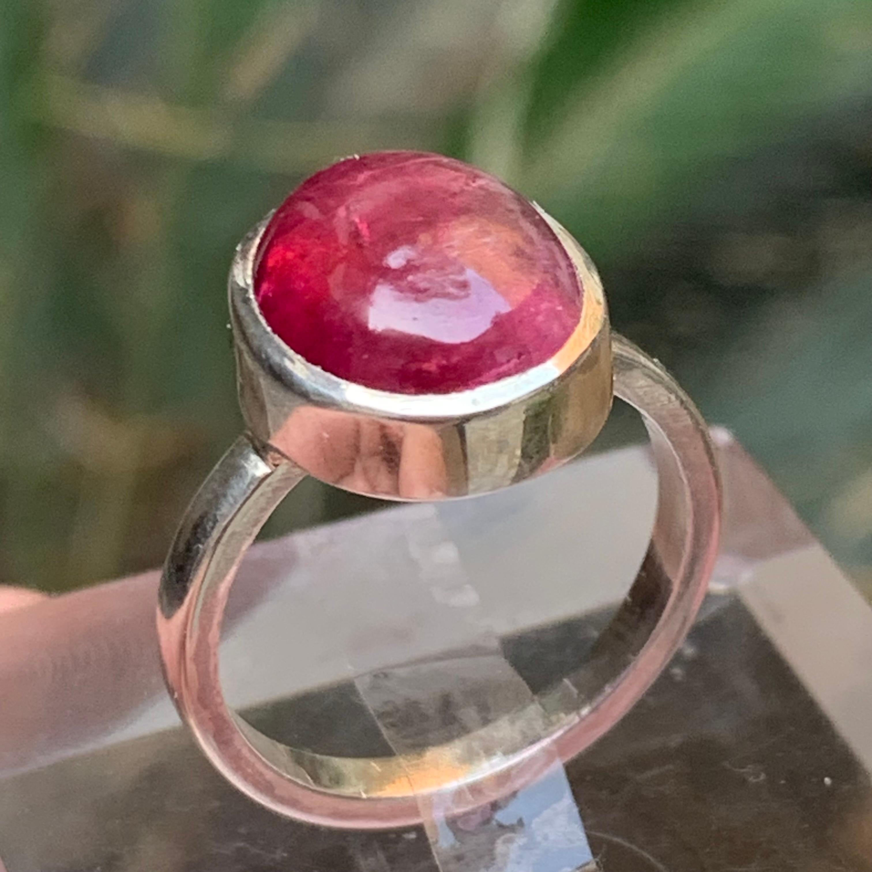 Natürlicher rötlich rosa Rubellit Turmalin Ring in 925 Sterling Silber Größe 10.5 im Angebot 7