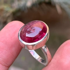 Natural Reddish Pink Rubellite Tourmaline Ring in 925 Sterling Silver Size 10.5