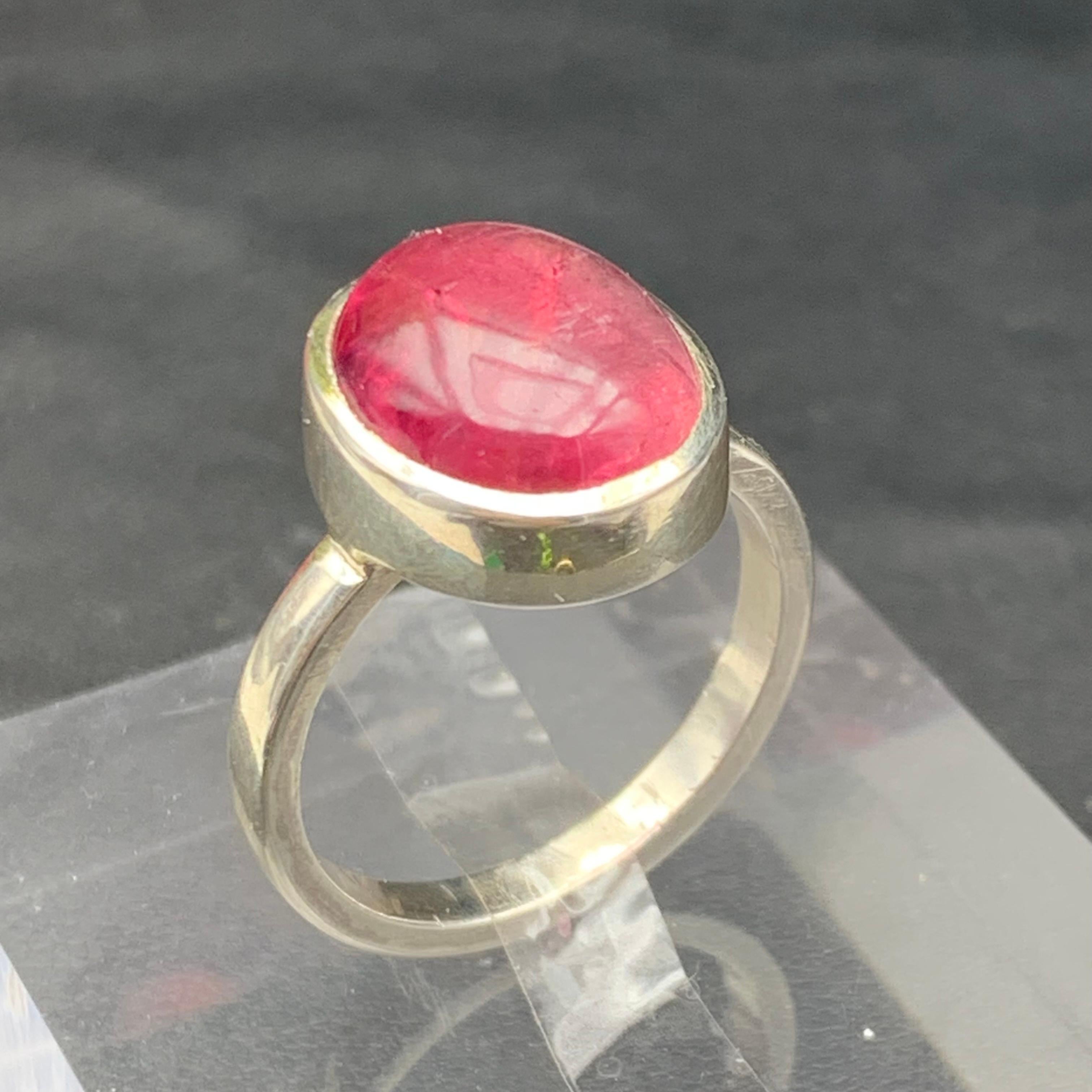 Natürlicher rötlich rosa Rubellit Turmalin Ring in 925 Sterling Silber Größe 10.5 im Zustand „Neu“ im Angebot in Peshawar, PK