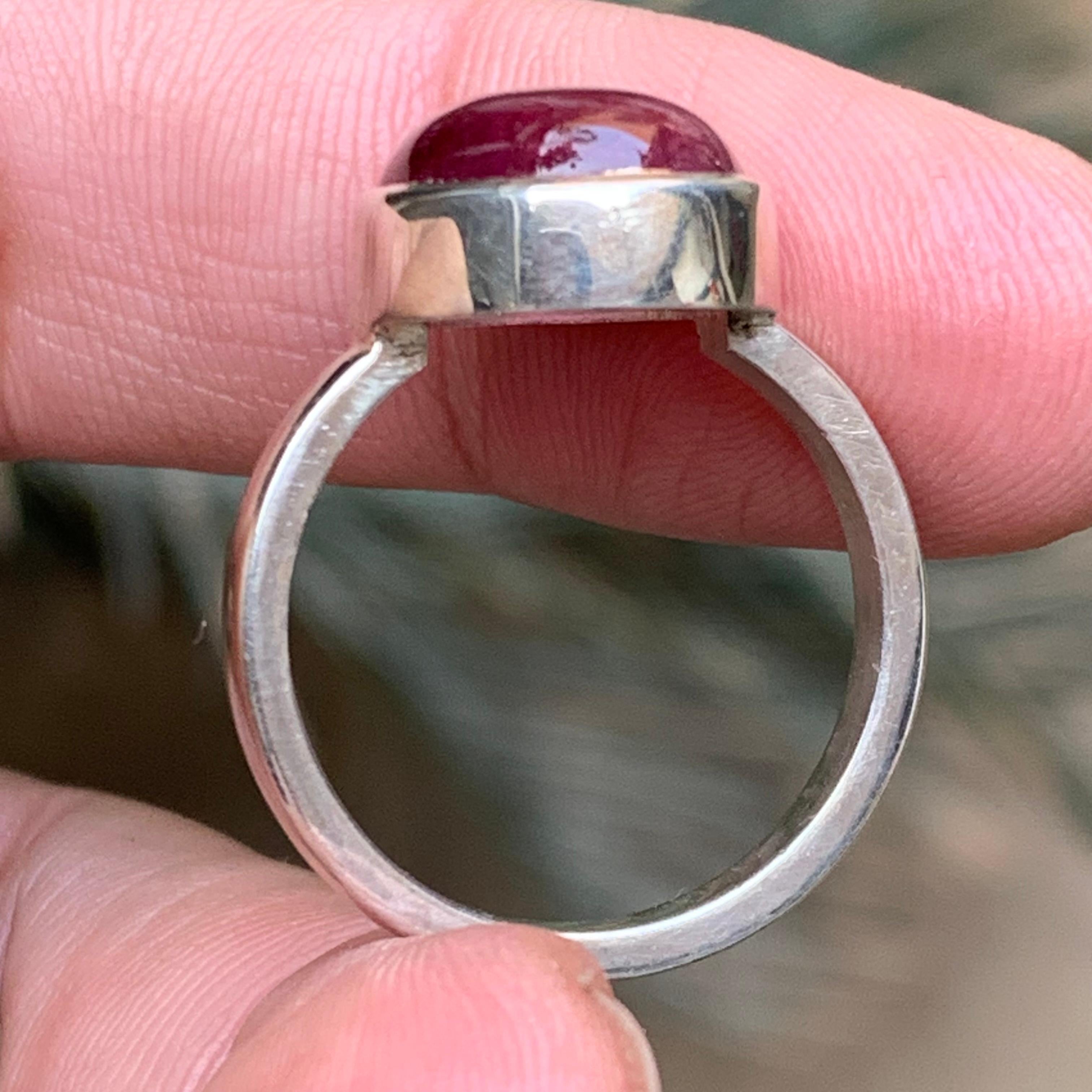 Natürlicher rötlich rosa Rubellit Turmalin Ring in 925 Sterling Silber Größe 10.5 im Angebot 3