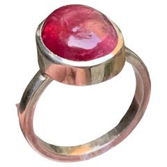 Natural Reddish Pink Rubellite Tourmaline Ring in 925 Sterling Silver Size 10.5