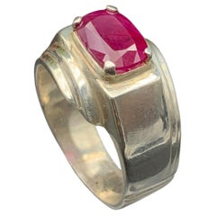 Natürlicher rötlicher PinK Ruby Cocktail Ring Handgefertigt in 925 Sterling Silber - US 8.5