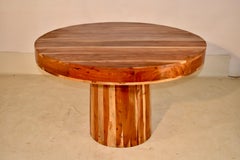 Natural Redwood Round Pedestal Dining Table, Circa 1970's