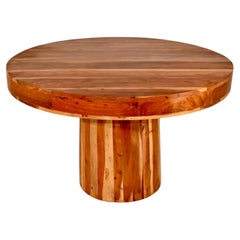 Natural Redwood Round Pedestal Dining Table, Circa 1970's