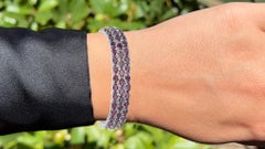 Natural Rhodolite Garnet Wide Tennis Bracelet 31 Carats 110 Gemstones