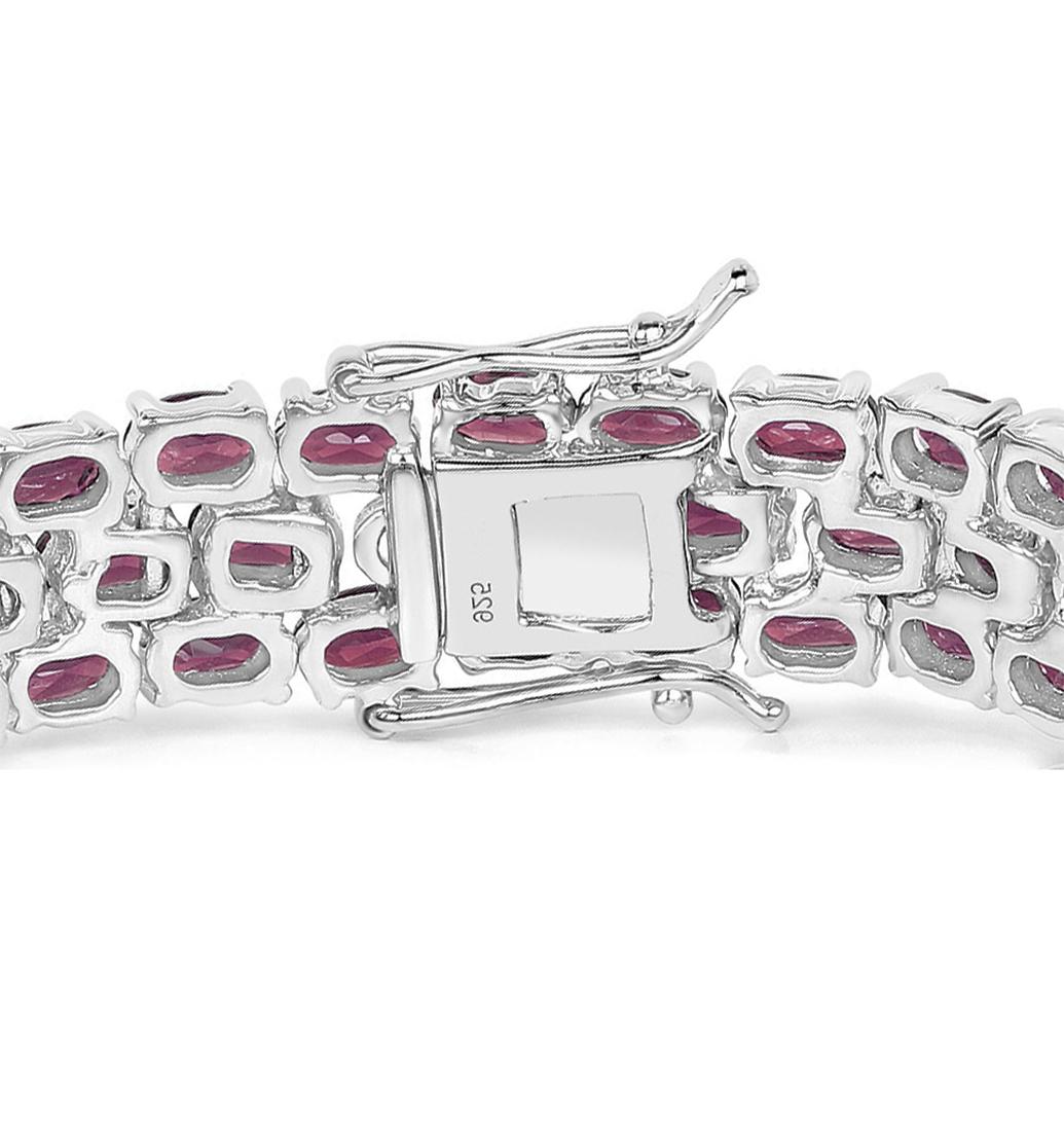 Natural Rhodolite Garnet Bracelet 30.80 Carats Sterling Silver	 In New Condition For Sale In Laguna Niguel, CA