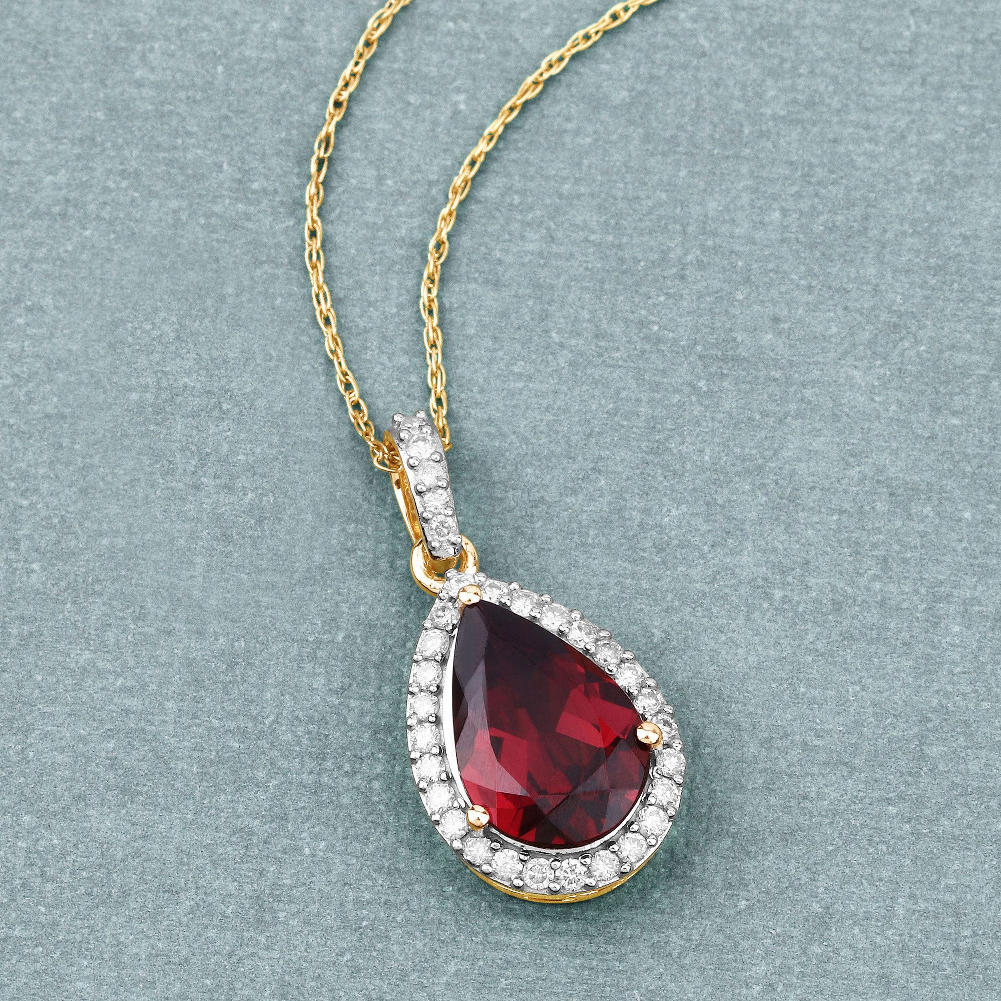 Natural Rhodolite Garnet Pendant Diamond Setting 3.30 Carats 14K Yellow Gold In Excellent Condition For Sale In Aliso Viejo, CA