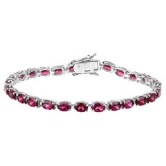 Natural Rhodolite Garnet Tennis Bracelet 15 Carats Sterling Silver