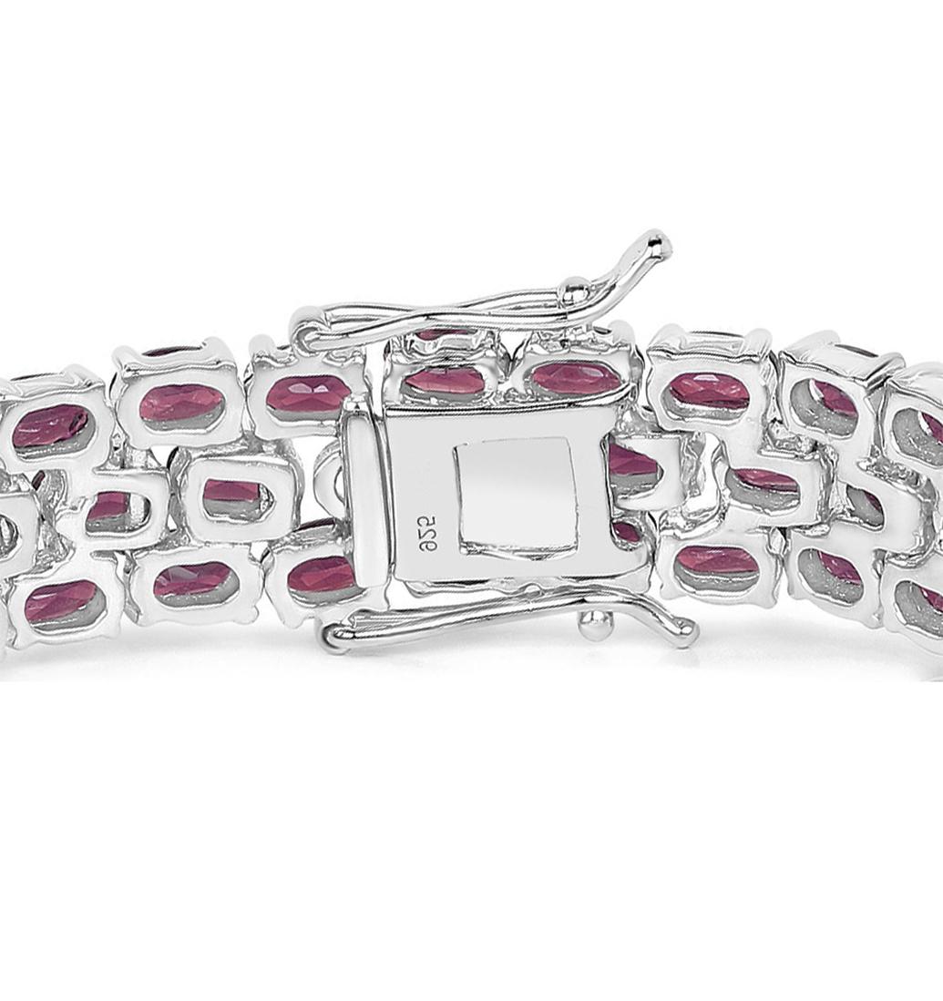 Natural Rhodolite Garnet Wide Tennis Bracelet 31 Carats 110 Gemstones In New Condition For Sale In Aliso Viejo, CA