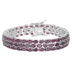 Breites Tennisarmband aus natürlichem Rhodolith und Granat 31 Karat 110 Edelsteinen