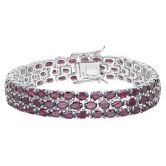 Breites Tennisarmband aus natürlichem Rhodolith und Granat 31 Karat 110 Edelsteinen