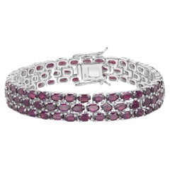 Natural Rhodolite Garnet Wide Tennis Bracelet 31 Carats 110 Gemstones