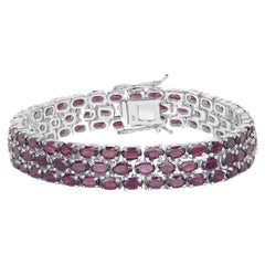 Natural Rhodolite Garnet Wide Tennis Bracelet 31 Carats 110 Gemstones