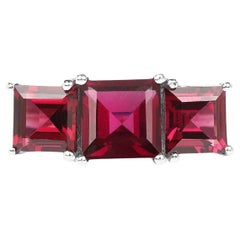 Bague à trois pierres rhodolite naturelle de 4,9 carats