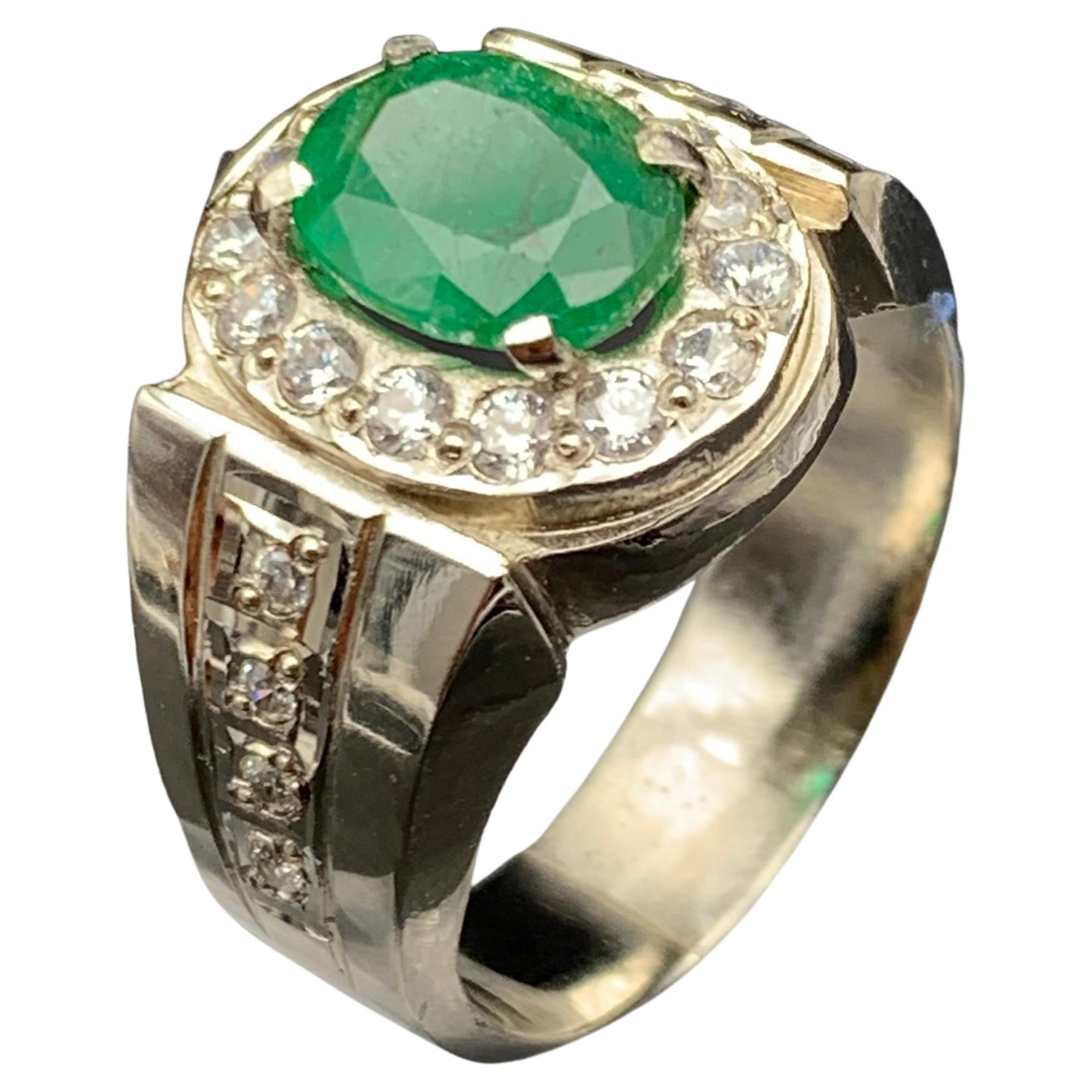 Natural Rich Green Emerald Ring in 925 Sterling Silver-Handmade Gemstone Jewelry