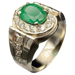 Natural Rich Green Emerald Ring in 925 Sterling Silver-Handmade Gemstone Jewelry