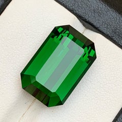 Natural Rich Green Tourmaline Emerald Cut 17.42 Carat Loose Gemstone for Pendant