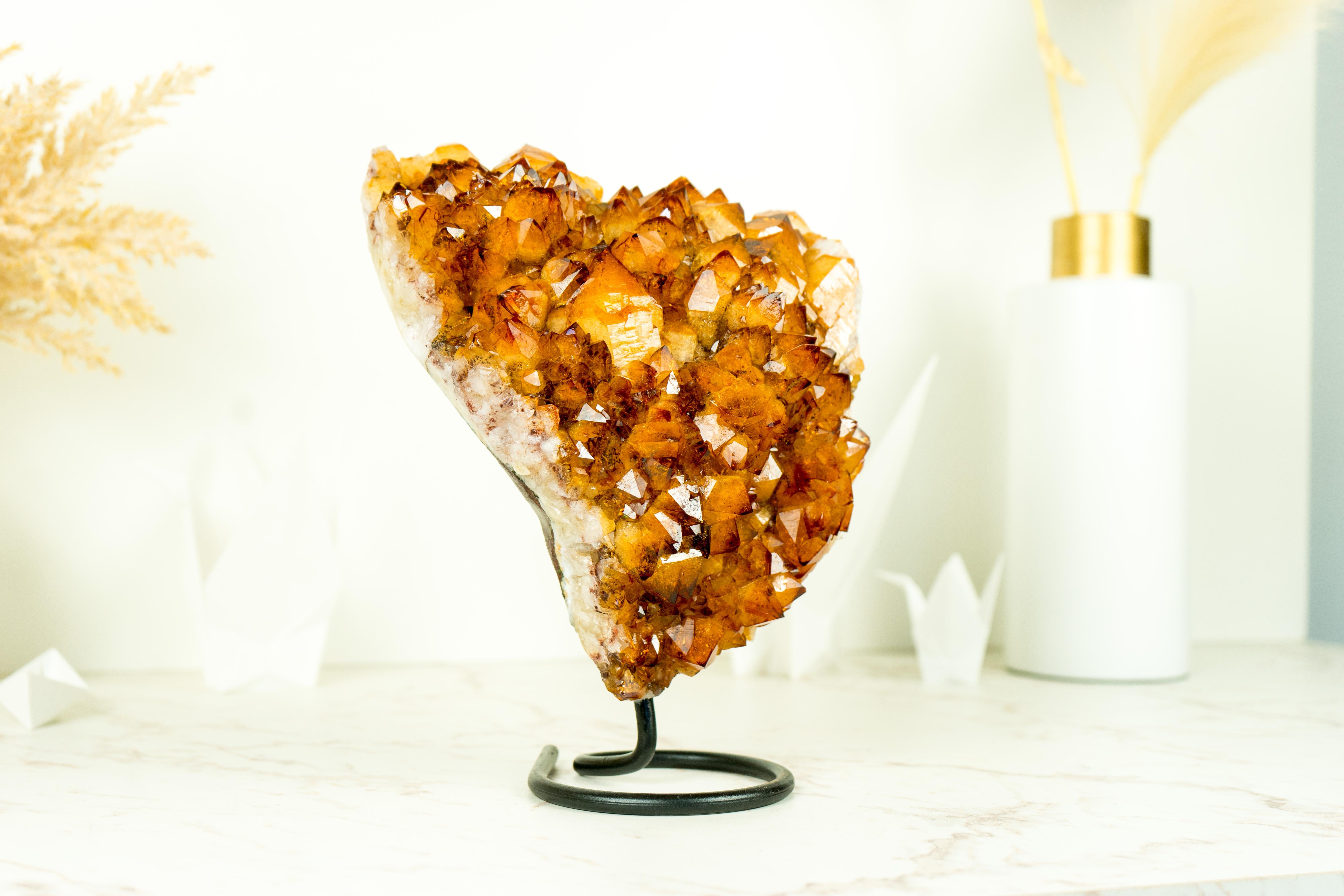 Natural Rich Orange Citrine Cluster with AAA Madeira Orange Druzy on Stand 4