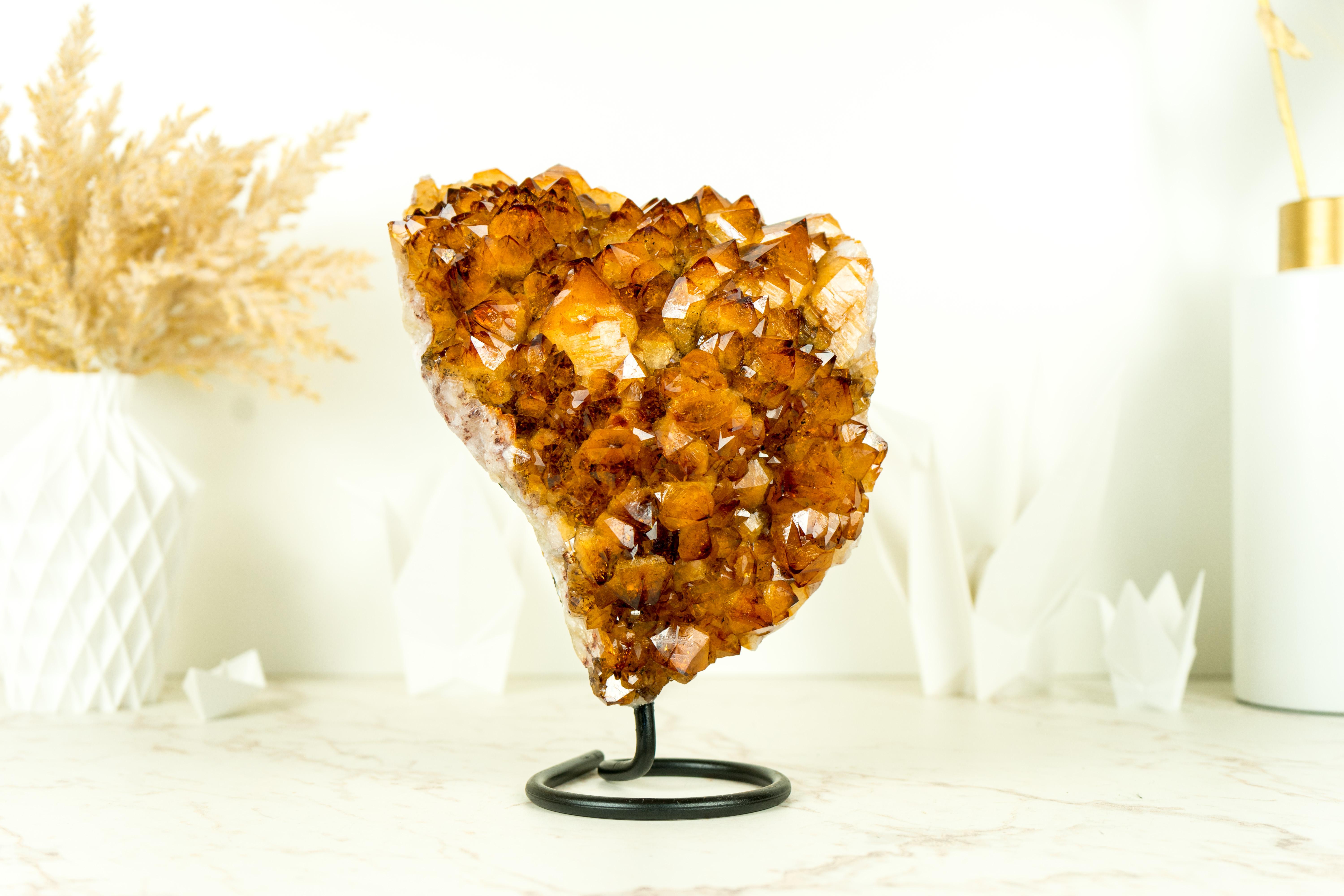 Natural Rich Orange Citrine Cluster with AAA Madeira Orange Druzy on Stand 5