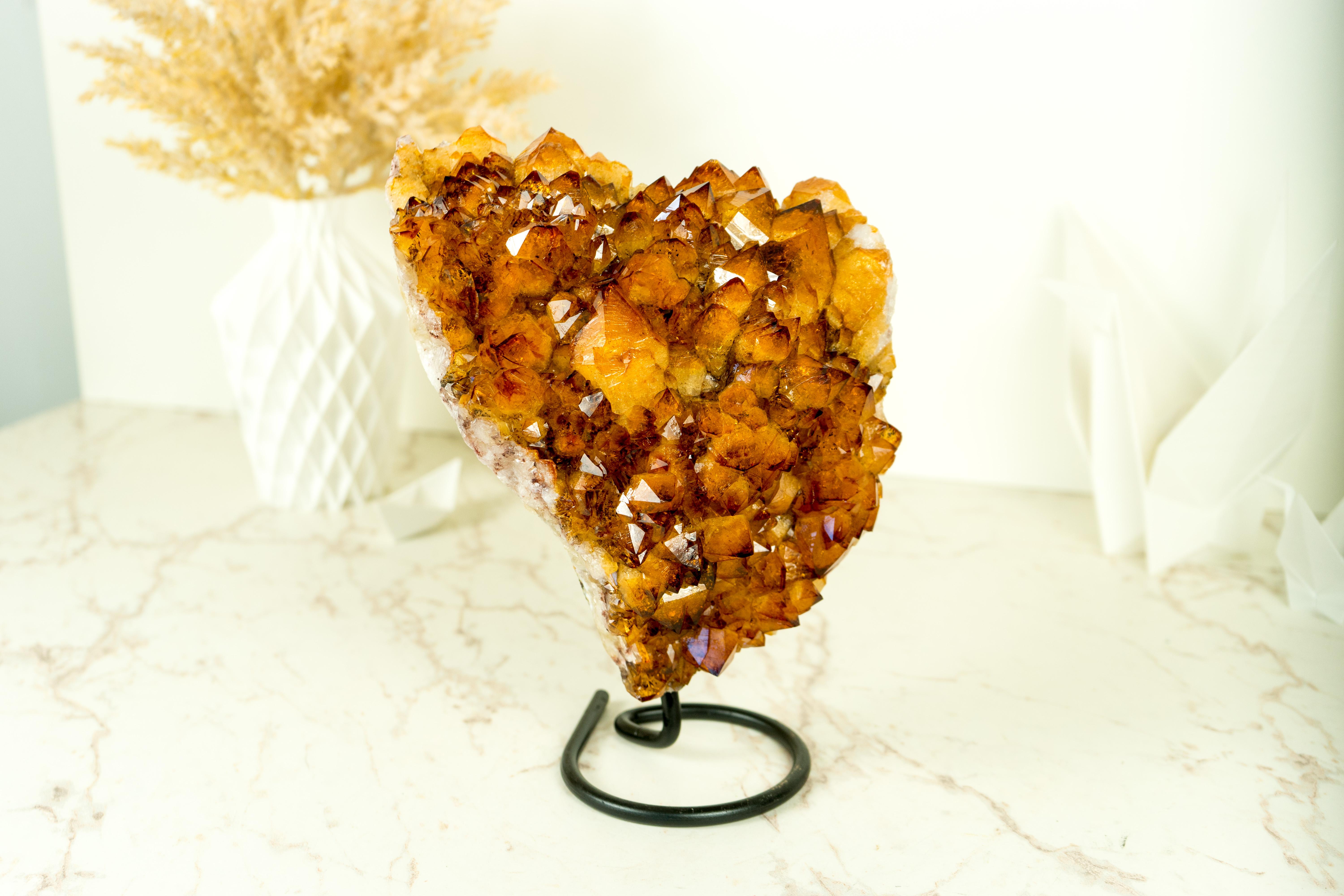 Natural Rich Orange Citrine Cluster with AAA Madeira Orange Druzy on Stand 6