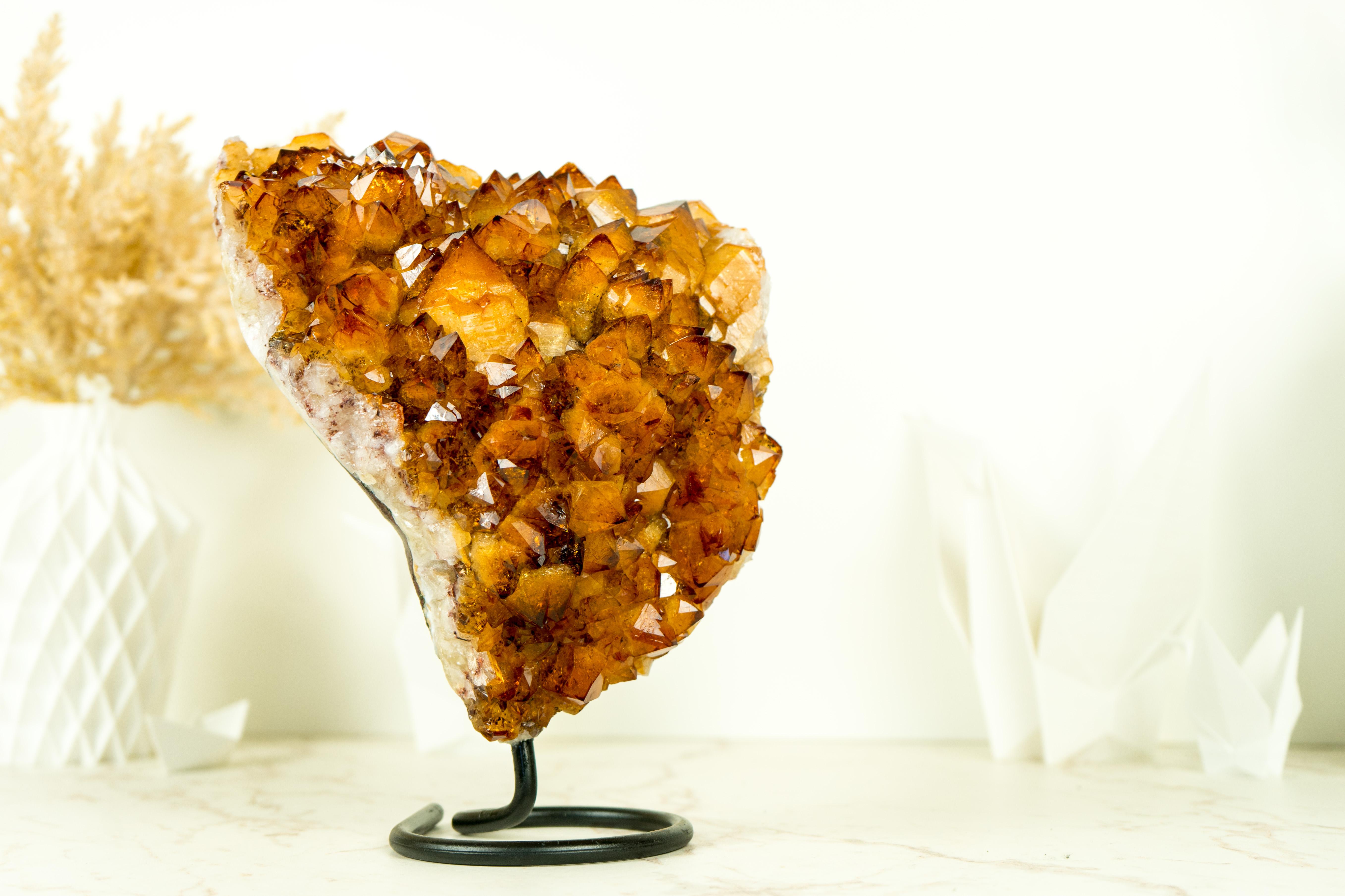 Natural Rich Orange Citrine Cluster with AAA Madeira Orange Druzy on Stand 7