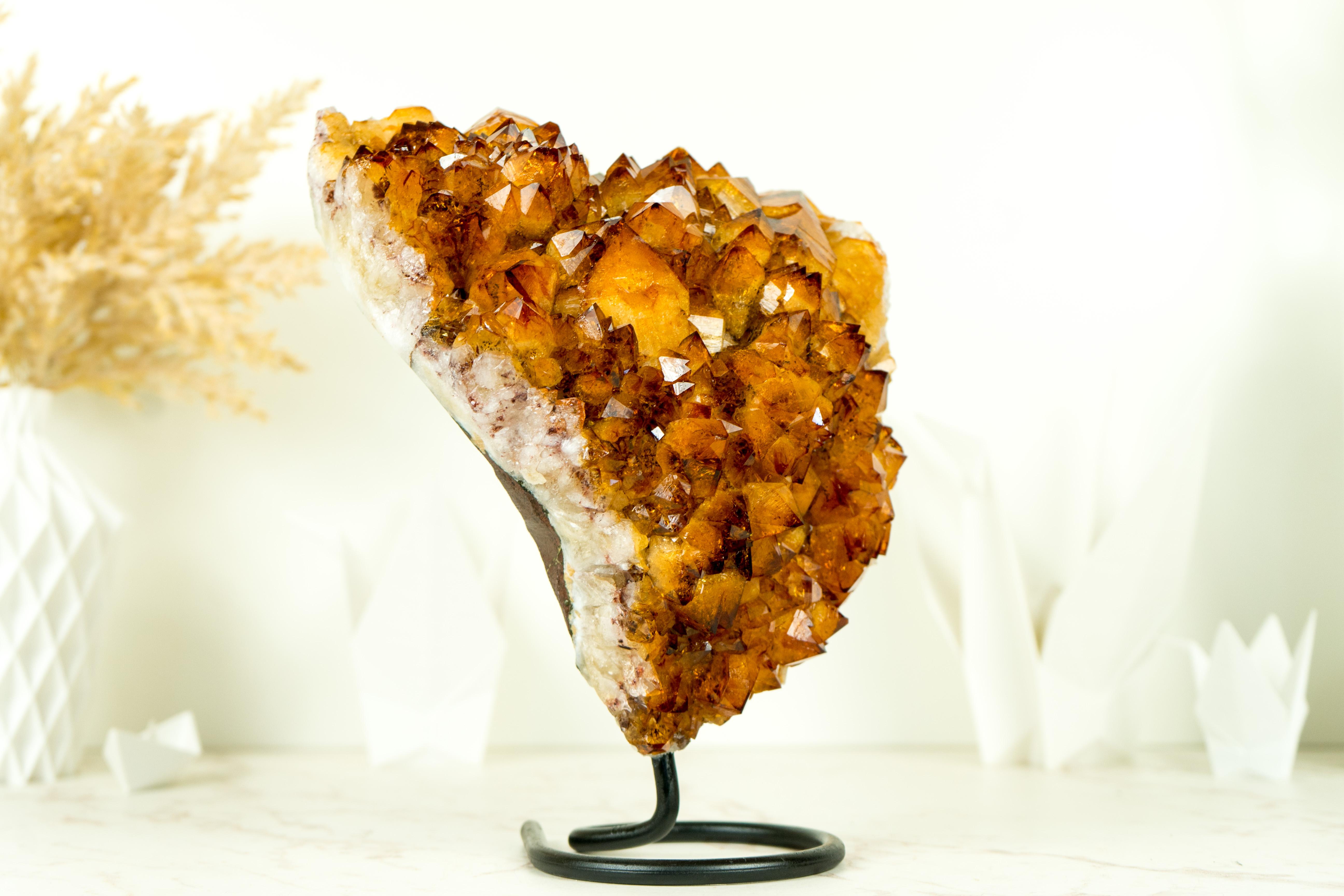 Natural Rich Orange Citrine Cluster with AAA Madeira Orange Druzy on Stand 8
