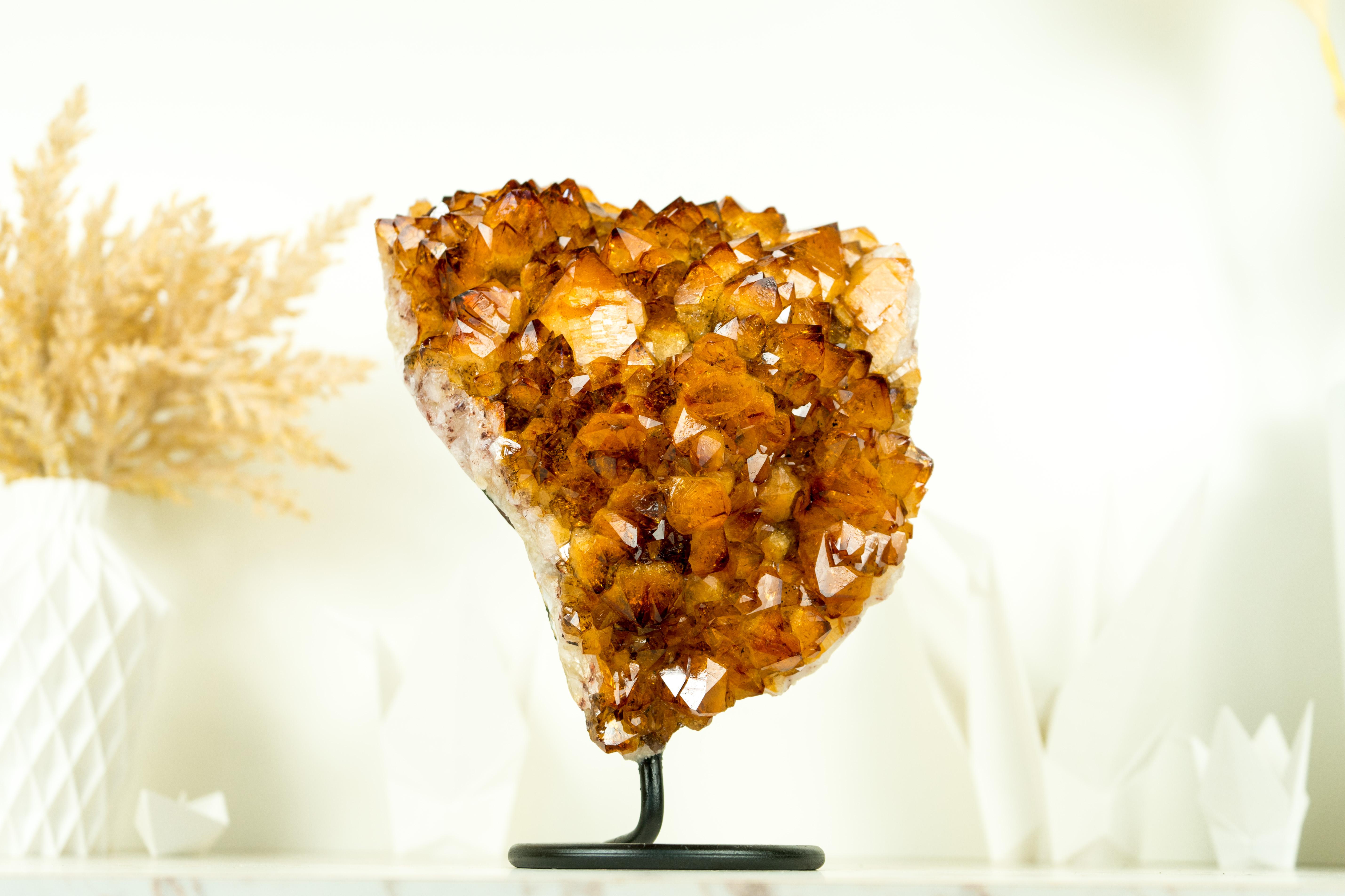 Natural Rich Orange Citrine Cluster with AAA Madeira Orange Druzy on Stand 1