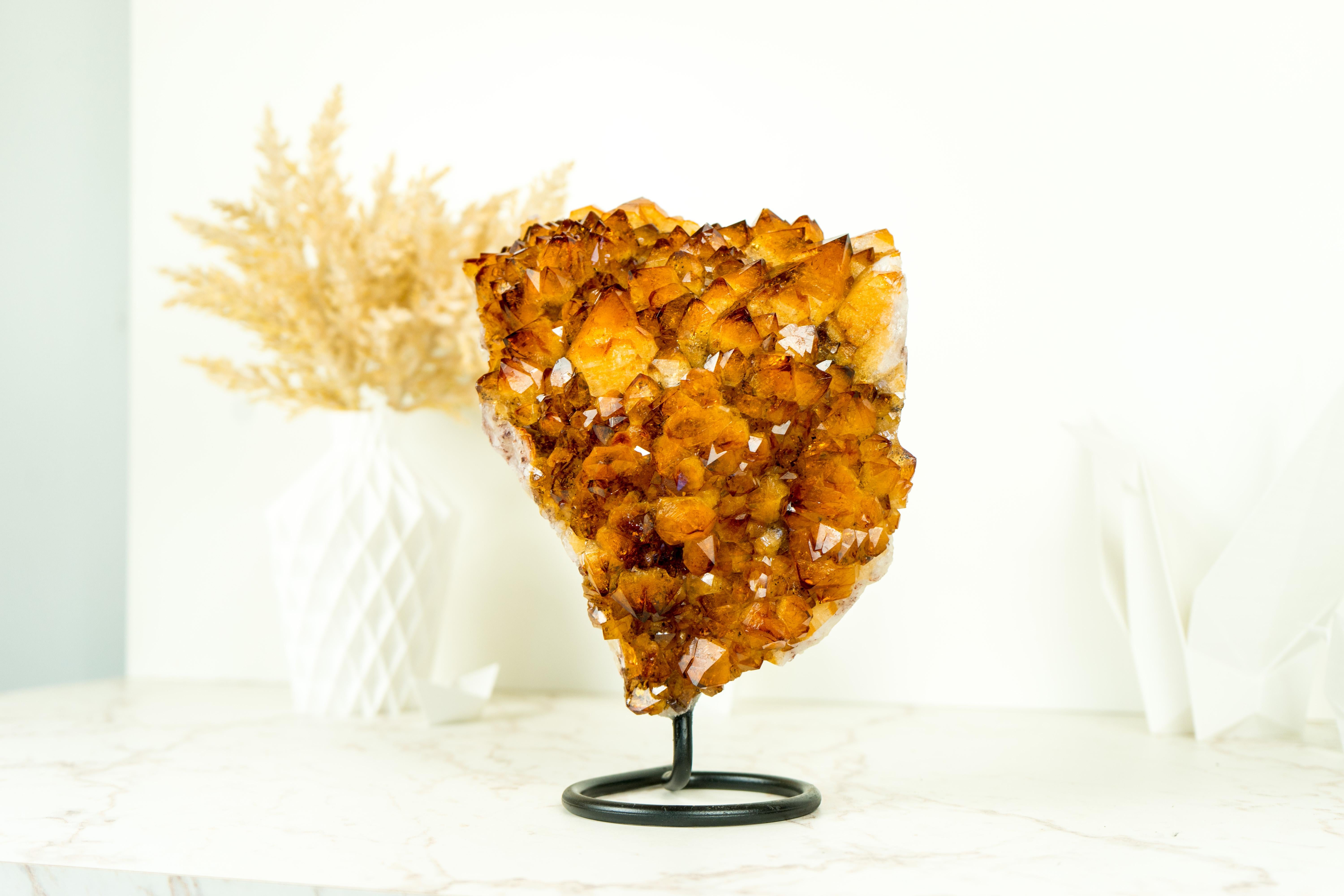 Natural Rich Orange Citrine Cluster with AAA Madeira Orange Druzy on Stand 3