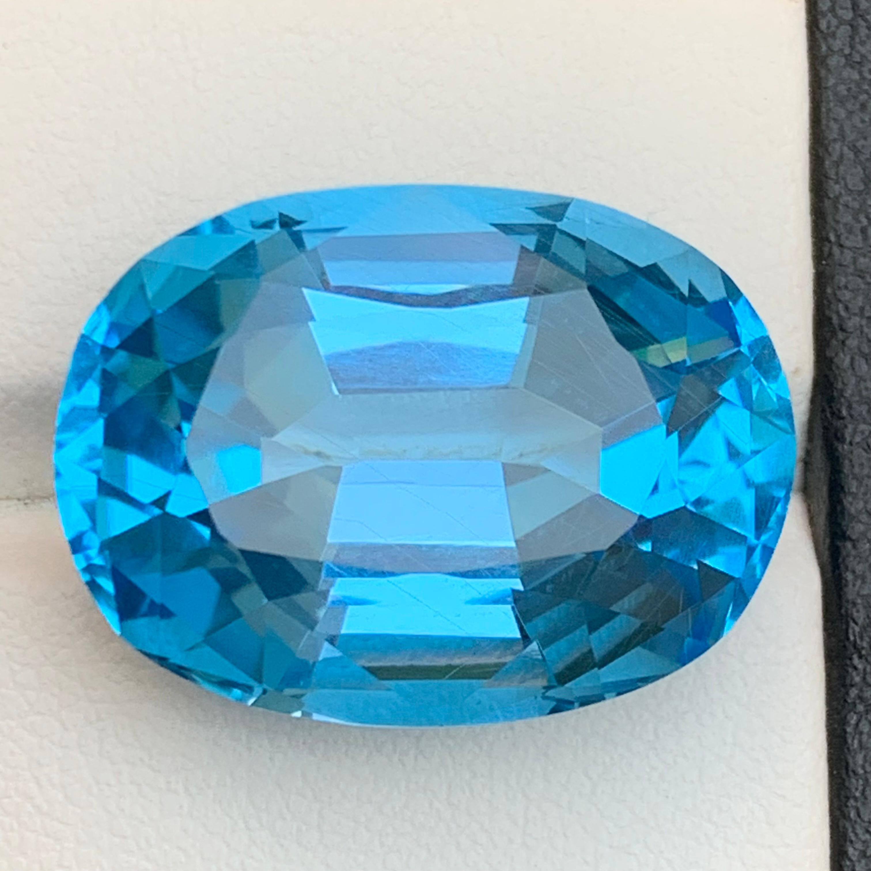 Natürlicher reicher himmelblauer Schweizer Topas 44,79 Ct Ovalschliff loser Edelstein für Anhänger im Angebot 4