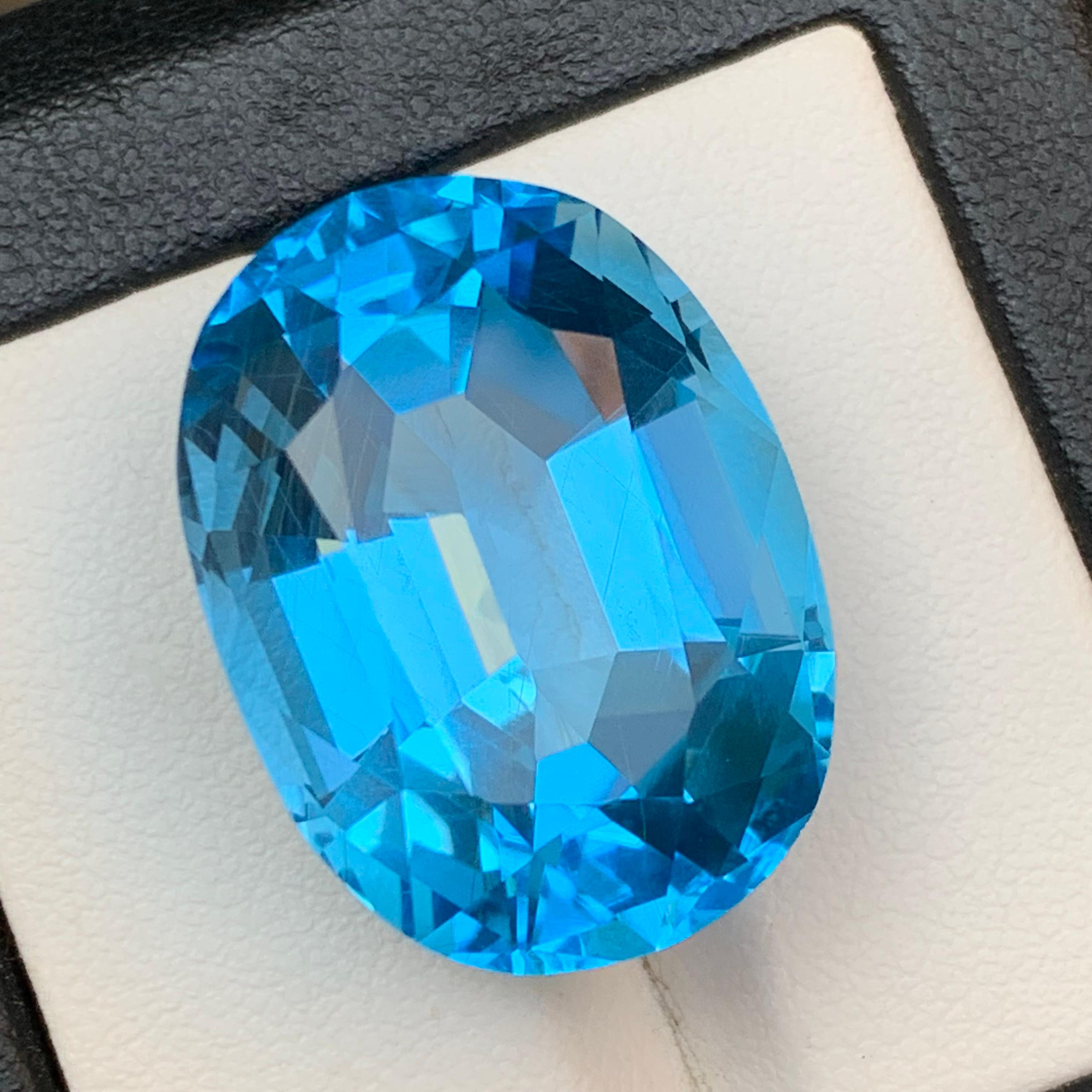 Natürlicher reicher himmelblauer Schweizer Topas 44,79 Ct Ovalschliff loser Edelstein für Anhänger im Angebot 5