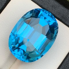 Natural Rich Sky Blue Swiss Topaz 44.79 Ct Oval Cut Loose Gemstone for Pendant