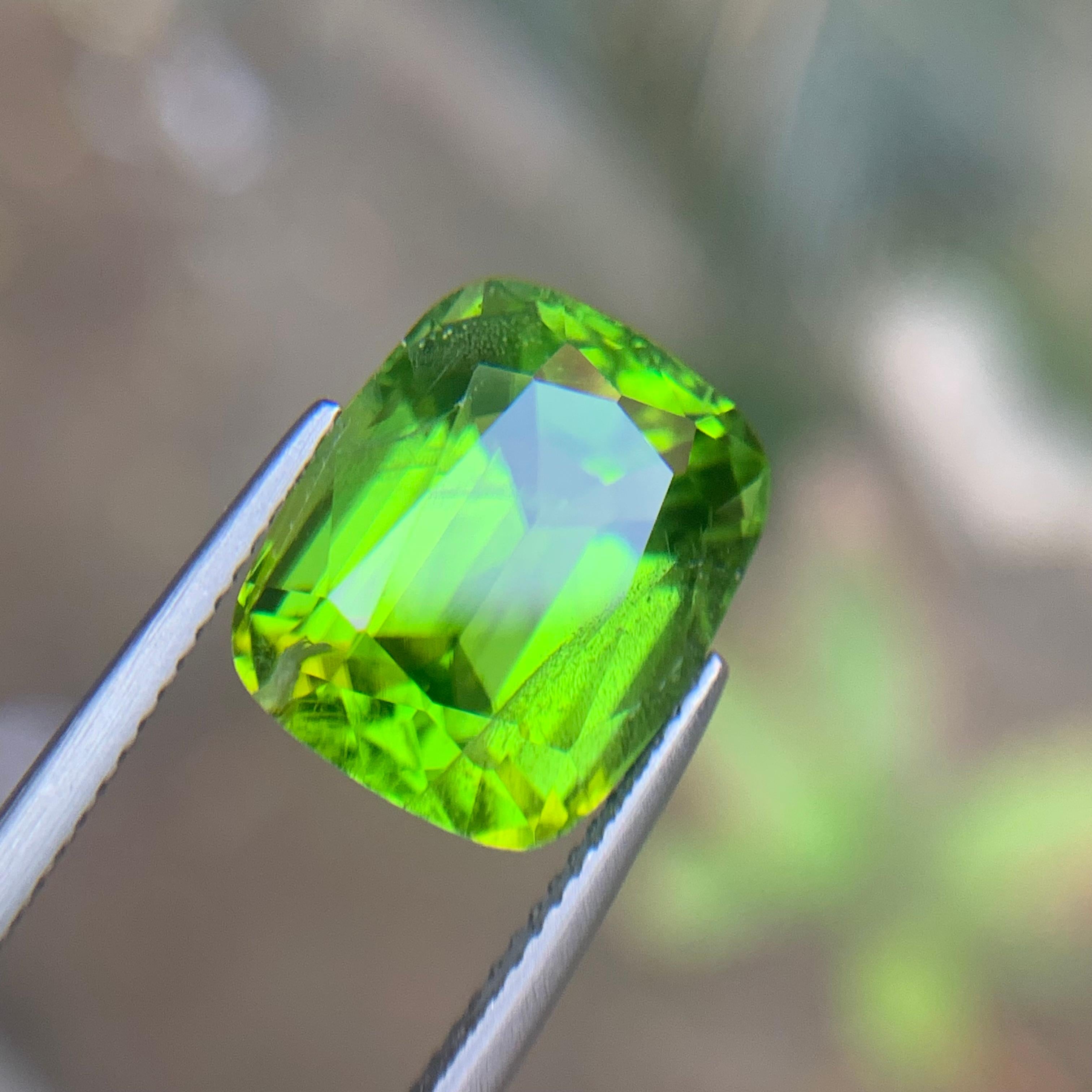 Natürliche Rich Vivid Green Peridot 9,73 Ct Cushion Cut lose Edelstein für Ring-AAA im Angebot 4