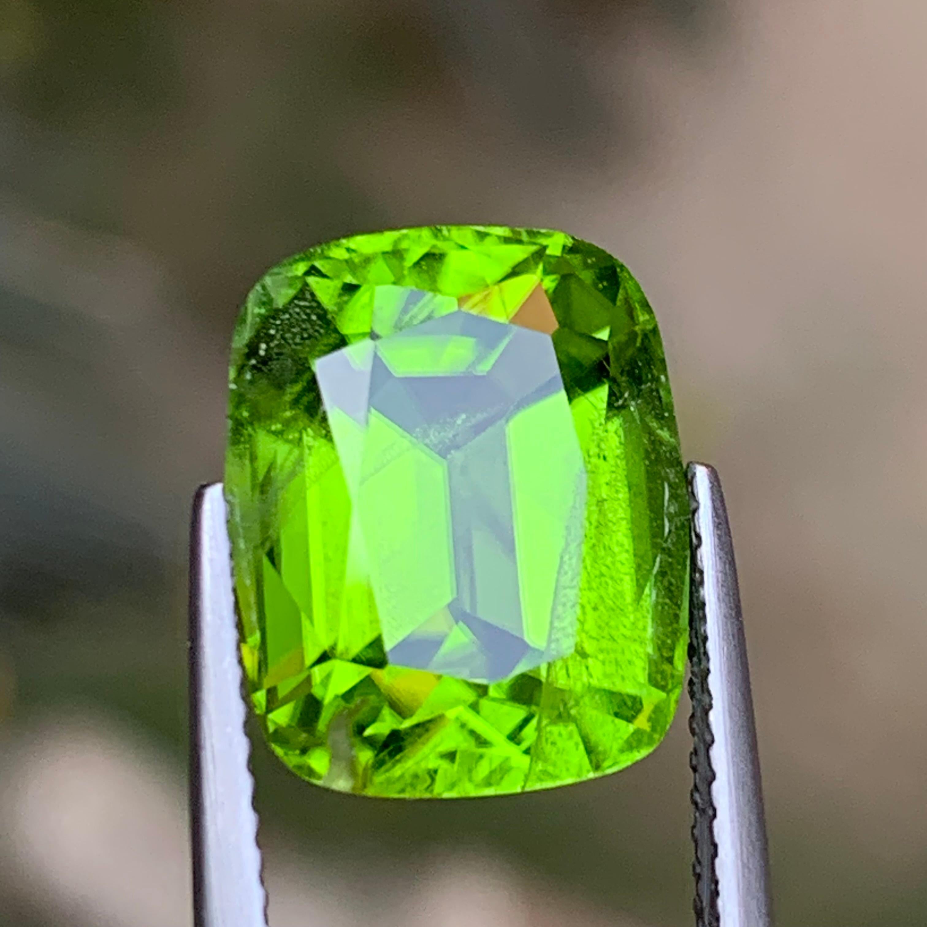 Natürliche Rich Vivid Green Peridot 9,73 Ct Cushion Cut lose Edelstein für Ring-AAA im Angebot 6