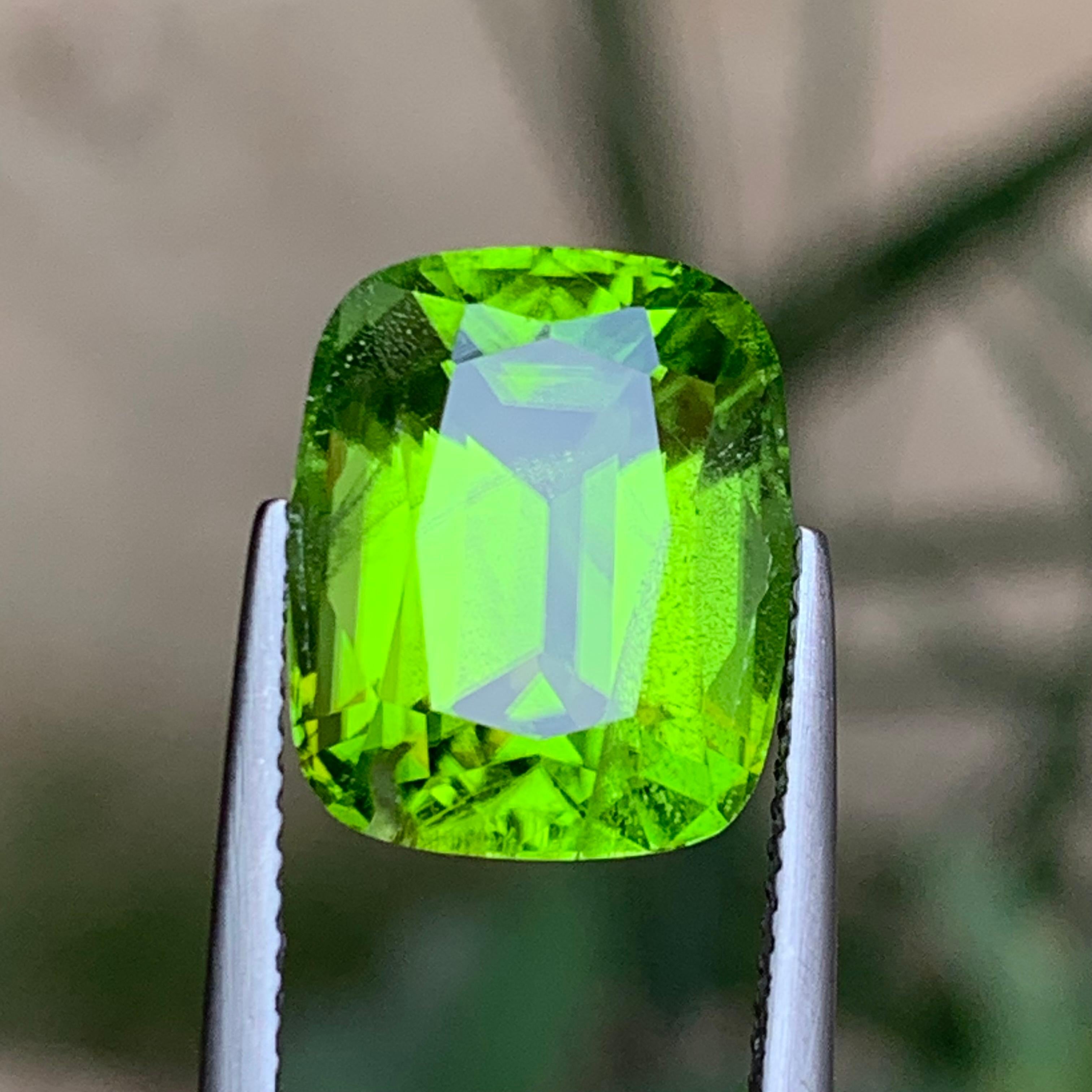 Natürliche Rich Vivid Green Peridot 9,73 Ct Cushion Cut lose Edelstein für Ring-AAA im Angebot 2