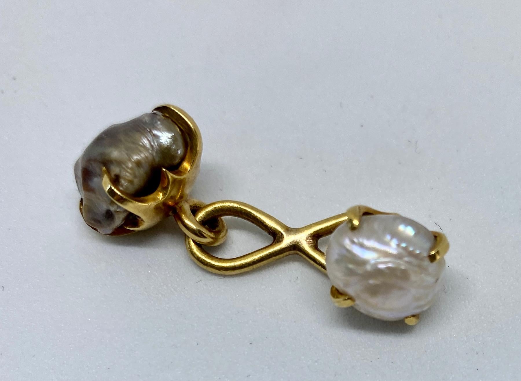 Art Nouveau Natural River Pearl Cufflinks by Tiffany & Co. For Sale