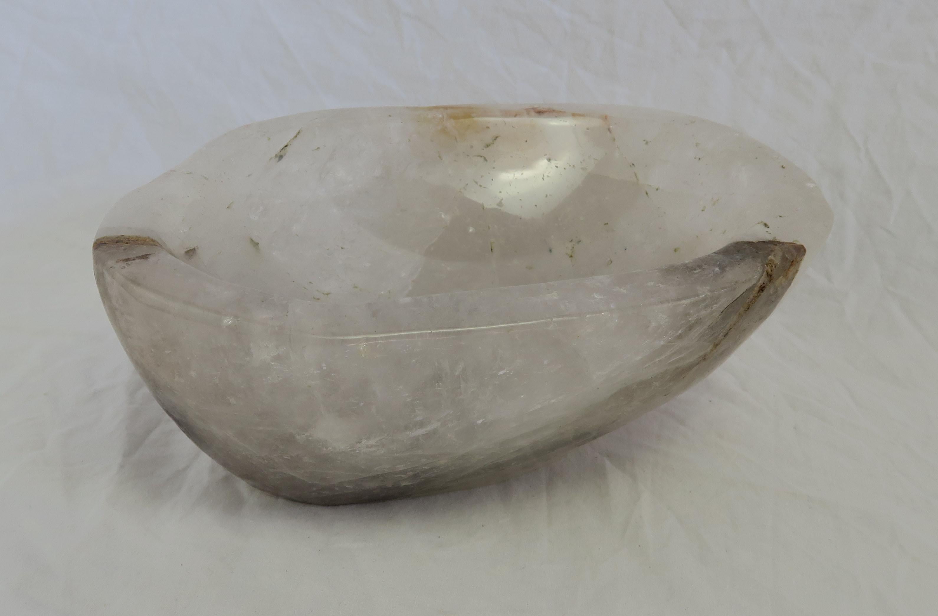 Natural Rock Crystal Accent Bowl In Excellent Condition In Los Angeles, CA