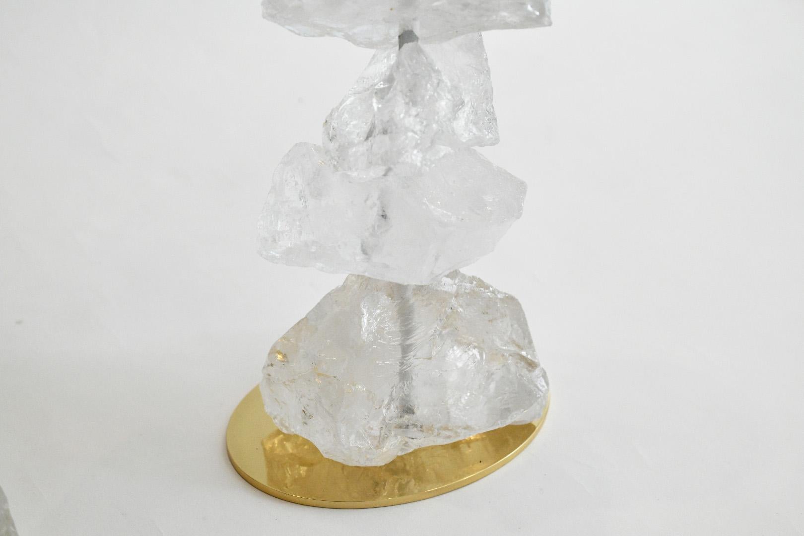 Natural Rock Crystal Candle Holders by Phoenix In Excellent Condition In New York, NY