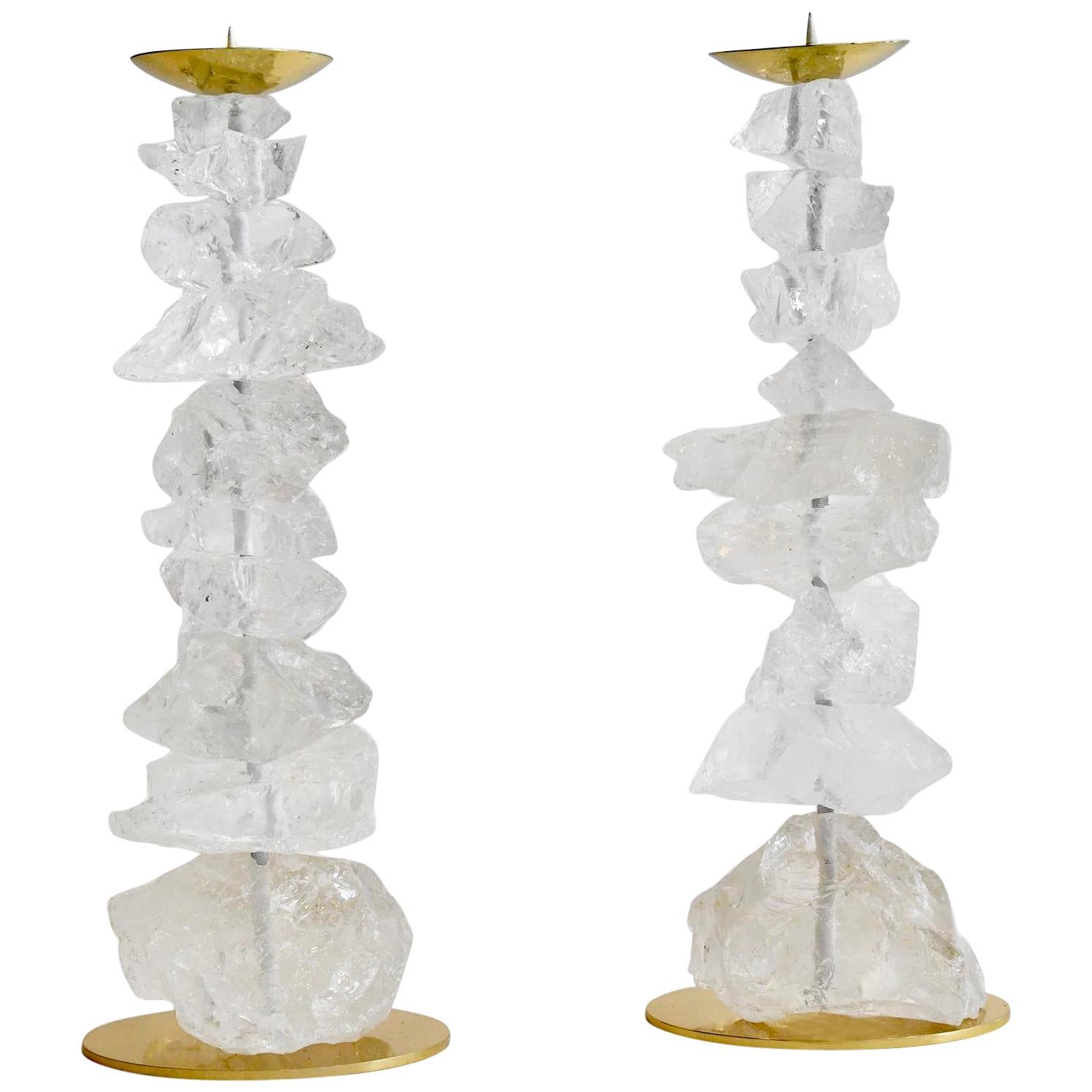 Natural Rock Crystal Candle Holders by Phoenix