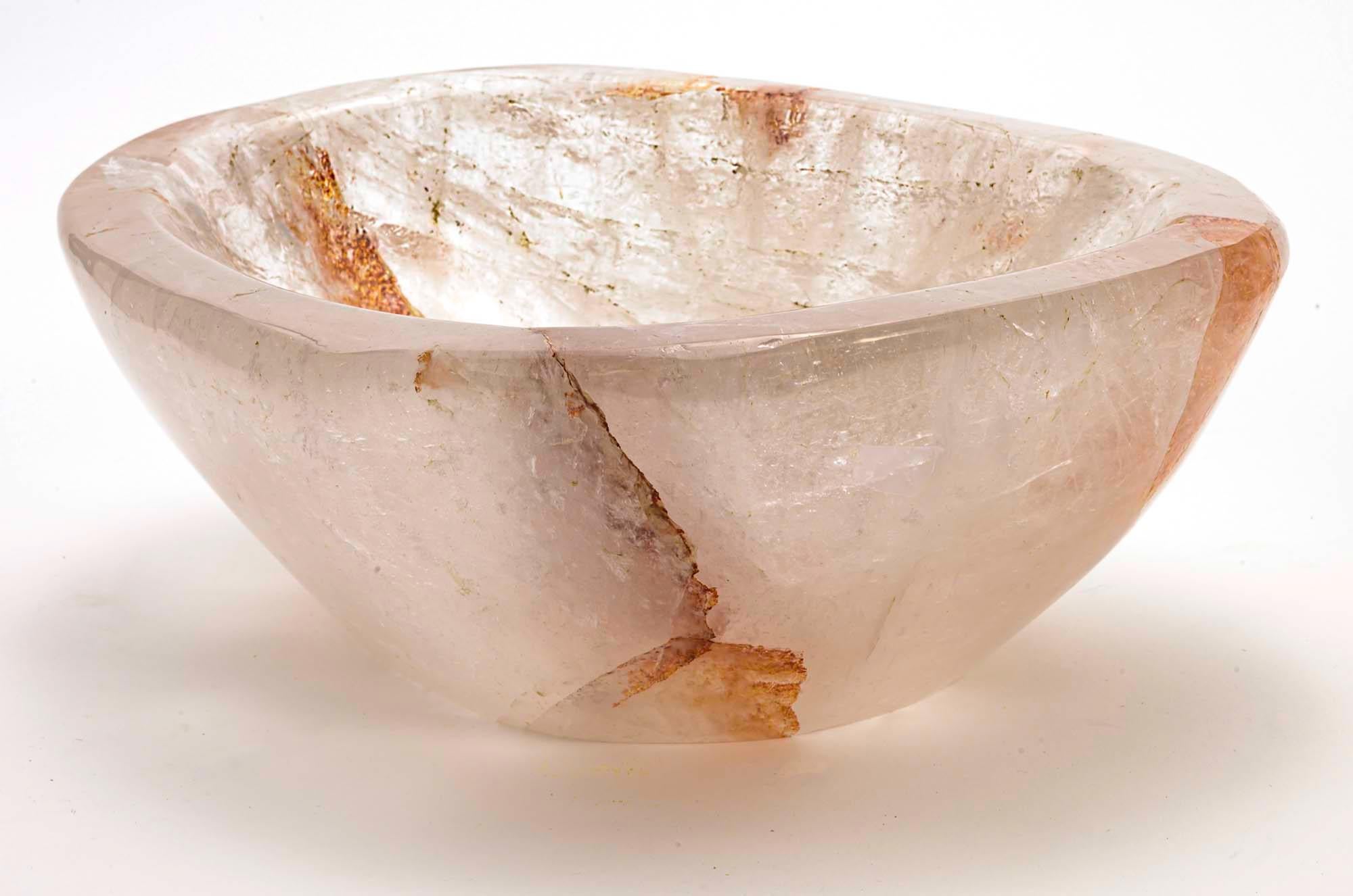 Hand-Carved  Rock Crystal Quartz Bowl For Sale
