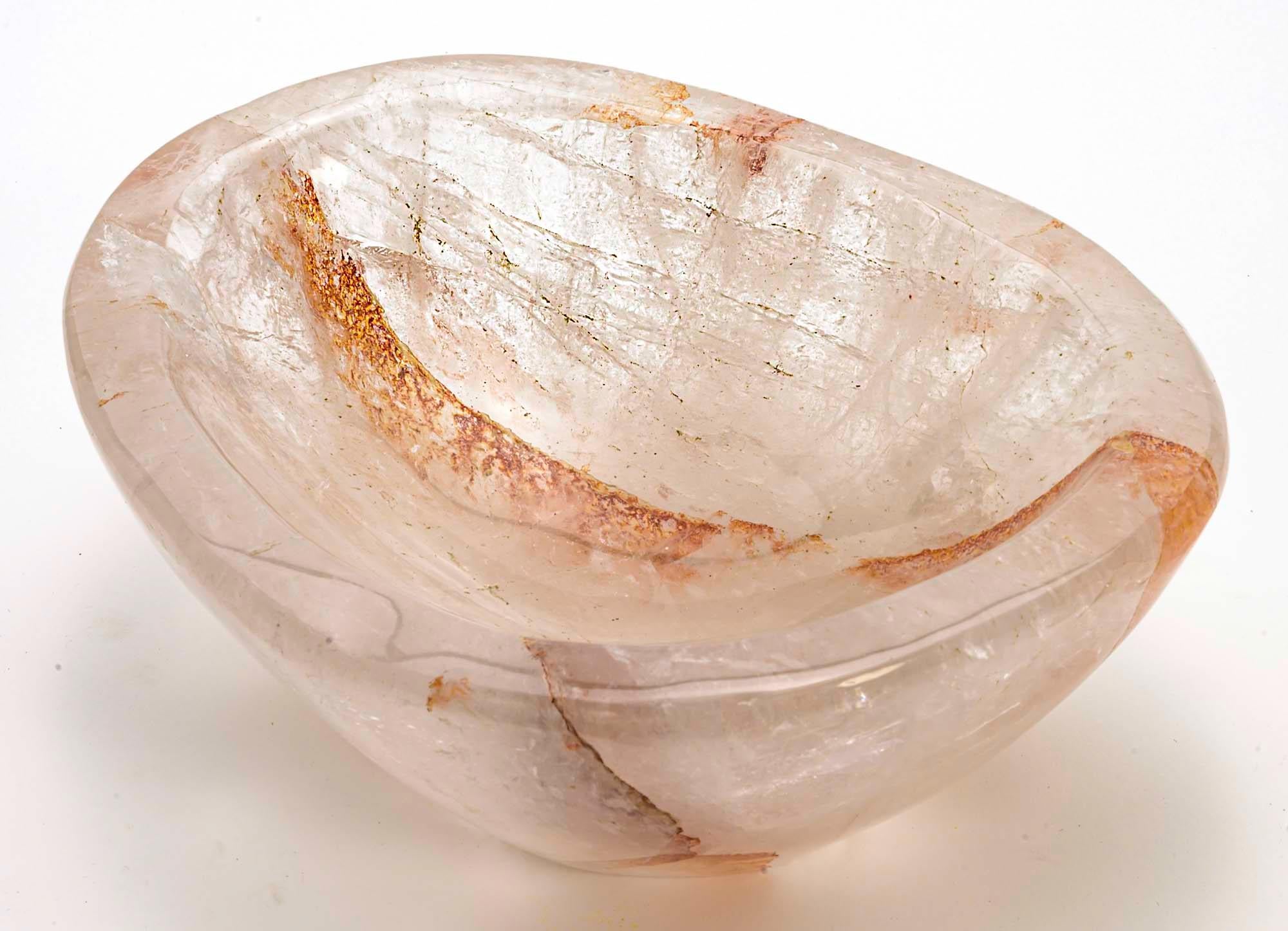  Rock Crystal Quartz Bowl In Good Condition For Sale In Summerland, CA