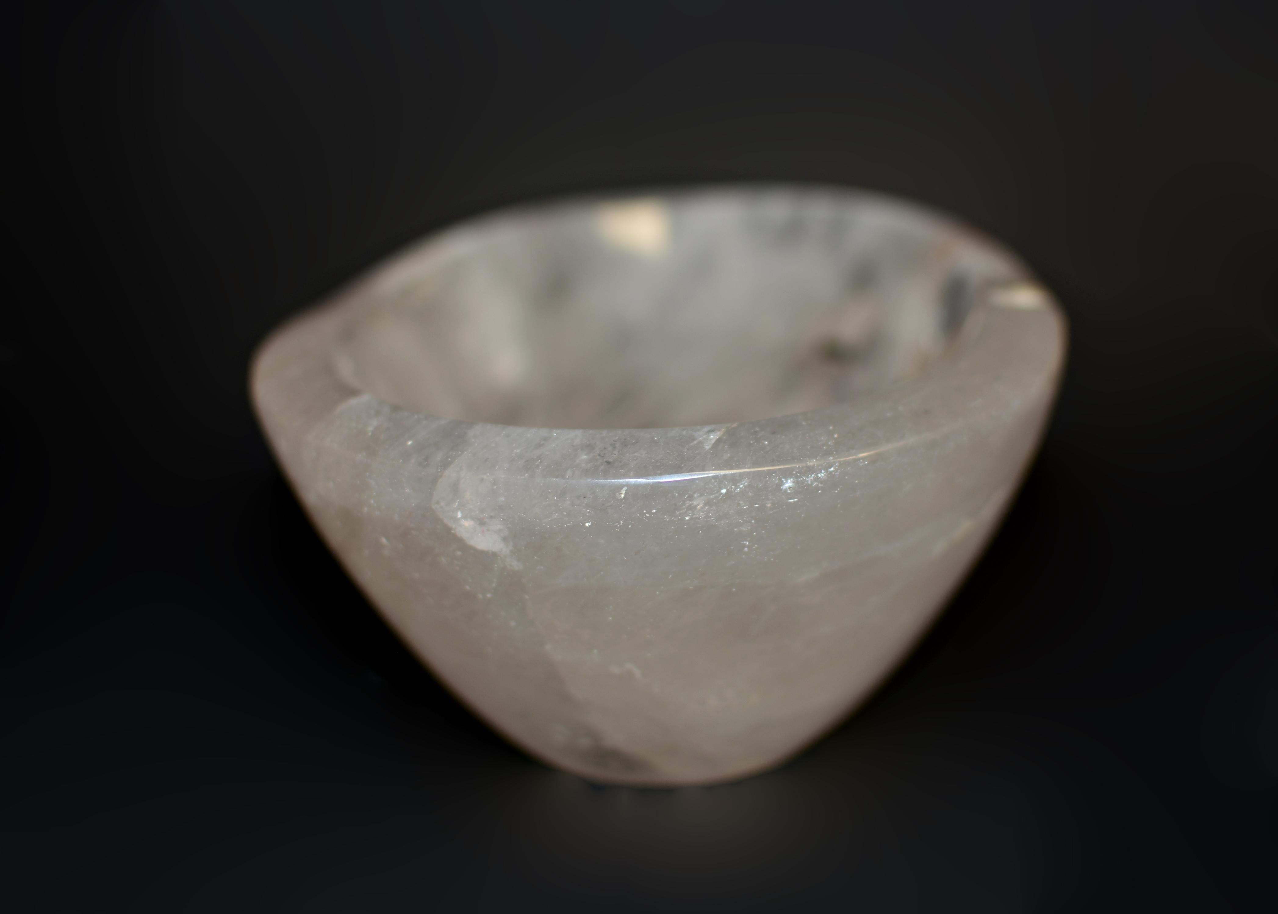 Natural Rock Crystal Quartz Bowl with Red Gold Rutile For Sale 1