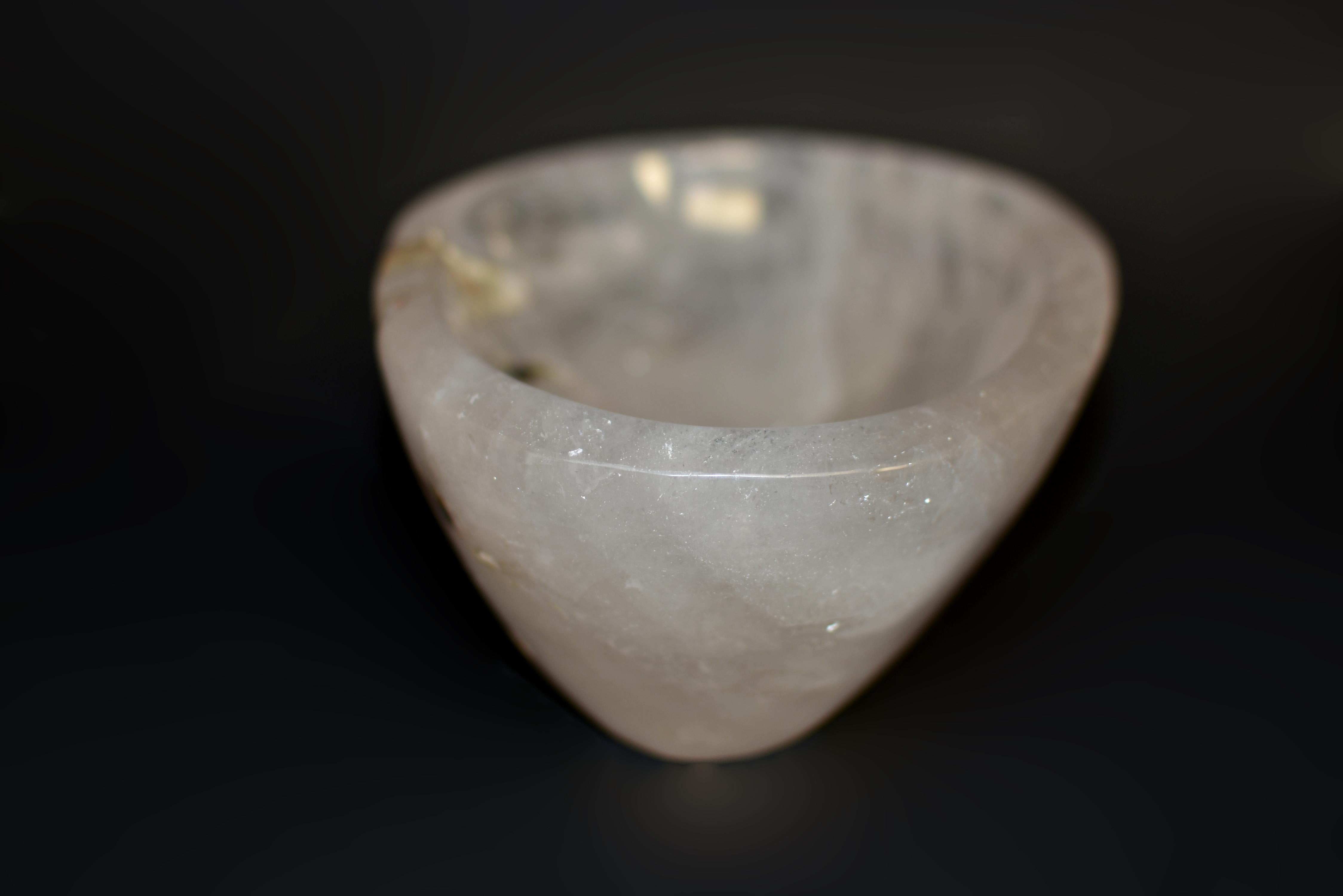 Natural Rock Crystal Quartz Bowl with Red Gold Rutile For Sale 2
