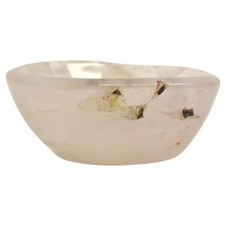 Bol en cristal de roche naturel avec rutile d'or rouge