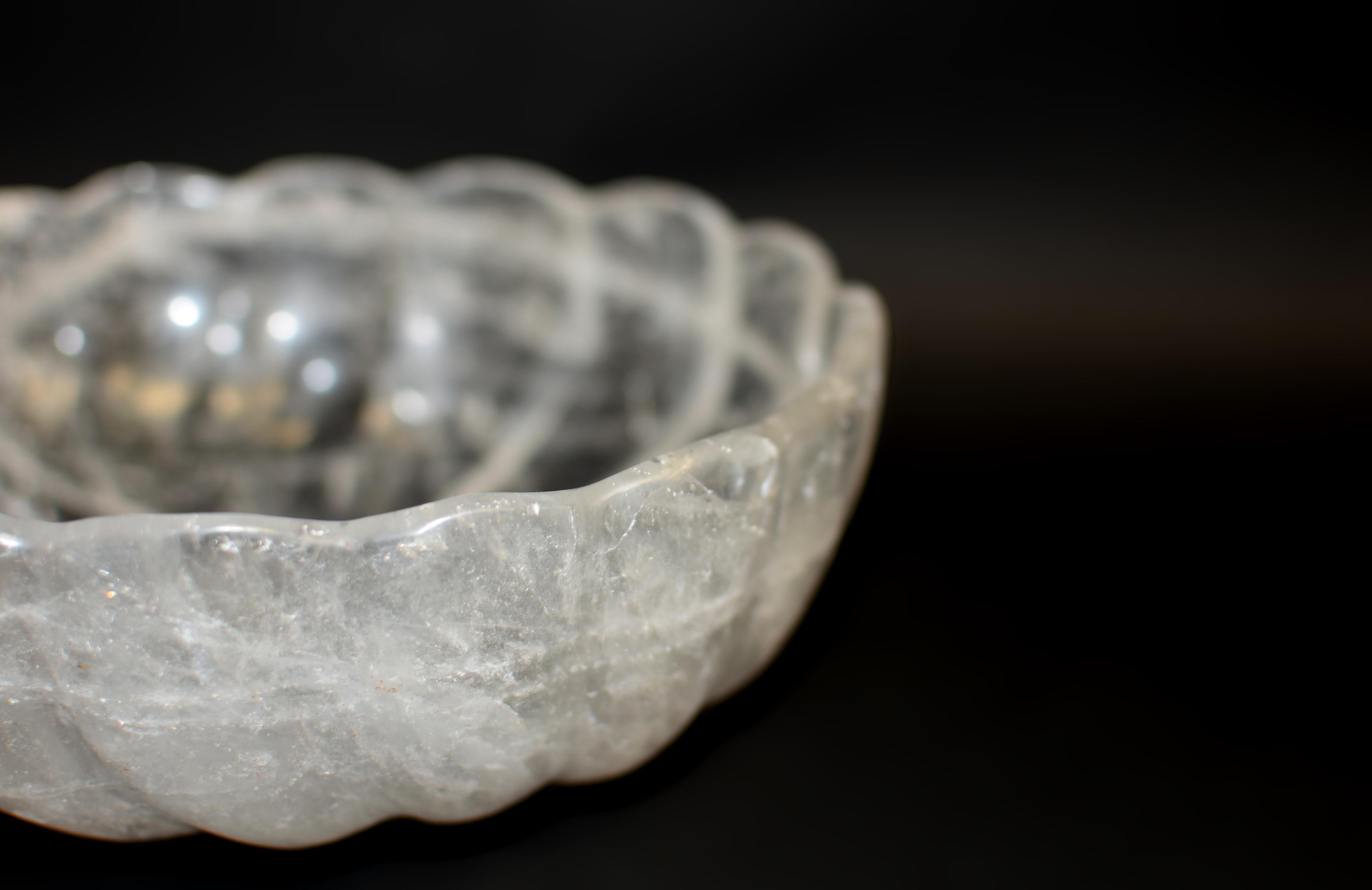 Cuenco de Loto de Cuarzo de Cristal de Roca Natural 8,5 en venta 3